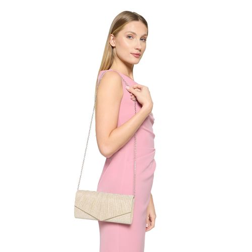 Abendtasche VERA MONT "Damen mit Raffung", Damen, Gr. ACC, gold, Polyester, Taschen Abendtasche