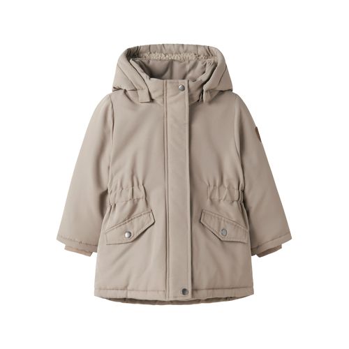 Parka NAME IT "NMFMARLOW PARKA JACKET PB", Mädchen, Gr. 122, silber mink, Web, Obermaterial: 100% Polyester, unifarben, regular fit normal, Jacken Parka