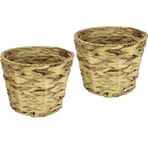 Pflanzkübel I.GE.A. "Wasserhyazinthentopf", beige (natur), B:21cm H:18cm, Geflecht Wasserhyazinthe, Pflanzgefäße, Pflanzkübel, 2er Set Wasserhyazinthe Gefäß Blumentopfgeflochten Übertopf Vase Korb