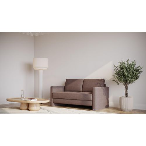 BRUNO Schlafsofa 140cm in Braun | stabiles Massivholz & Boxspringkomfort