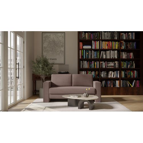 BRUNO Schlafsofa 140cm in Braun | stabiles Massivholz & Boxspringkomfort