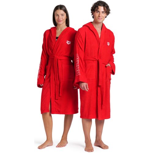 Bademantel ARENA "arena Unisex Zeppelin Bademantel" Gr. XL, rot (rot, weiß), L:121cm, Baumwolle, Hausmäntel, Bademantel, Schwimmbad, Sauna, Baumwolle, Unisex, weich, bequem, Kapuze, leicht
