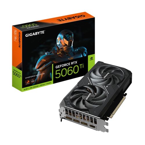 GIGABYTE GeForce RTX 5060 Ti WINDFORCE MAX OC 8G Grafikkarte – 8 GB GDDR7, 128 Bit, PCI-E 5.0, 2587 MHz Kernfrequenz, 3 x DisplayPort, 1 x HDMI, NVIDIA DLSS 4, GV-N506TWF2MAX OC-8GD