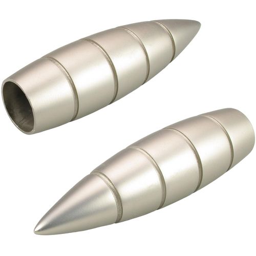 Gardinenstangen-Endstück LIEDECO "Bullet mit Rille" Gr. 1, silber (chromfarben, matt), H:2,5cm L:8,5cm Ø:1,6cm, Gardinenstangenendstücke, Gardinenstangen-Endstück, für Gardinenstangen Ø 16 mm