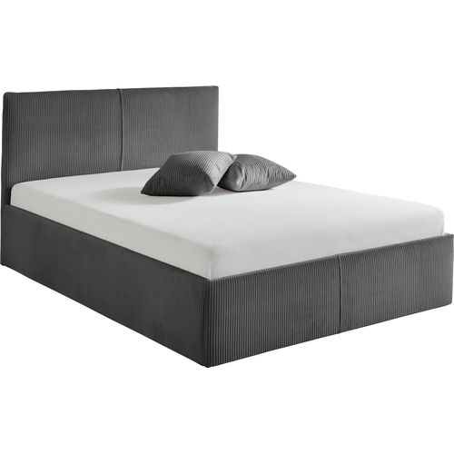 Polsterbett, anthrazit, B:148cm L:210cm, Bezug. Hochwertiger Breitcord, 100% Polyester pflegeleicht, Polsterung: Polsterwatte, Material Gestell: gepolsterter Holzwerkstoff, , WESTFALIA SCHLAFKOMFORT, Betten, Polsterbett