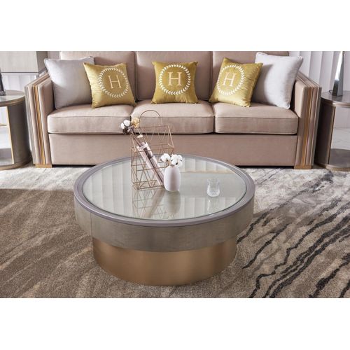Runder Design Couchtisch Glas Rundtisch Beistell Tische Runde Sofa Luxus Tisch