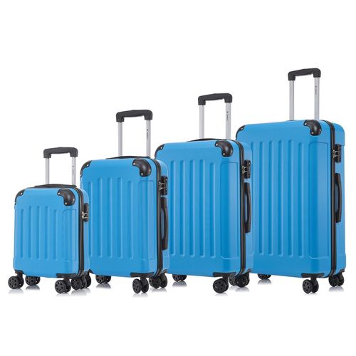 yonsly Premium Reisekoffer TSA-Schloss,YKK-Reißverschluss Hartschalen-Koffer Kabinenkoffer Rollkoffer Suitcase Handgepäck (Blau, S-M-L-XL-Set)