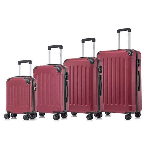 yonsly Premium Reisekoffer TSA-Schloss,YKK-Reißverschluss Hartschalen-Koffer Kabinenkoffer Rollkoffer Suitcase Handgepäck (Wein rot, S-M-L-XL-Set)