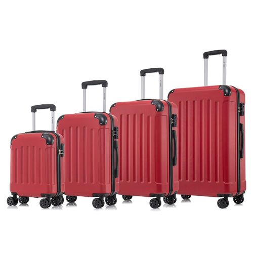 yonsly Premium Reisekoffer TSA-Schloss,YKK-Reißverschluss Hartschalen-Koffer Kabinenkoffer Rollkoffer Suitcase Handgepäck (Rot, S-M-L-XL-Set)