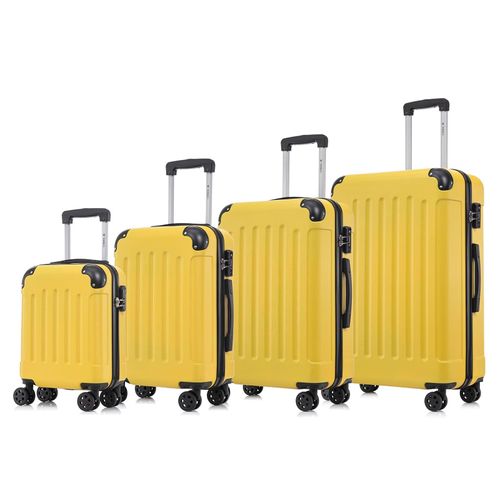 yonsly Premium Reisekoffer TSA-Schloss,YKK-Reißverschluss Hartschalen-Koffer Kabinenkoffer Rollkoffer Suitcase Handgepäck (Gelb, S-M-L-XL-Set)