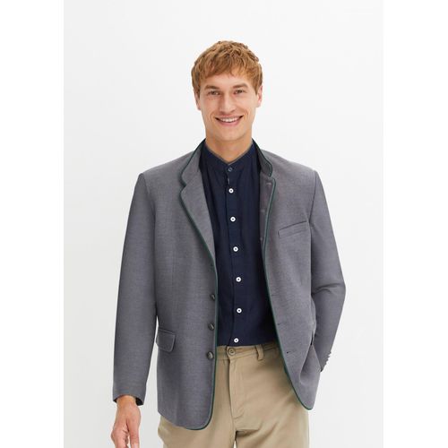 bonprix Trachtenjanker in Wolloptik Regular Fit, grau, Gr.64, Schöner Trachtenjanker mit farblichen Details