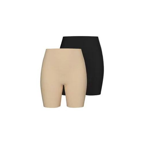 Radlerhose PIECES "PCNAMEE SHORTS 2-PACK NOOS", Gr. S, N-Gr, schwarz (schwarz pack:2 pack schwarz, natur), Jersey, Obermaterial: 75% Polyamid, 25% Elasthan, unifarben, slim fit, Hosen Radlerhose