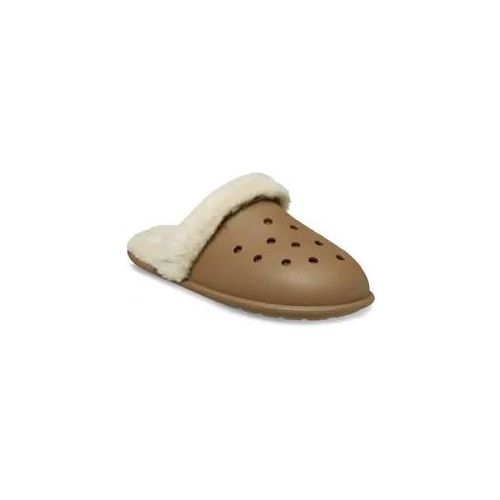 Pantoffel CROCS "Classic Fuzz Scuff", Damen, Gr. 41, braun, CrosliteTM, Schuhe, Hausschuh, Clog mit Warmfutter