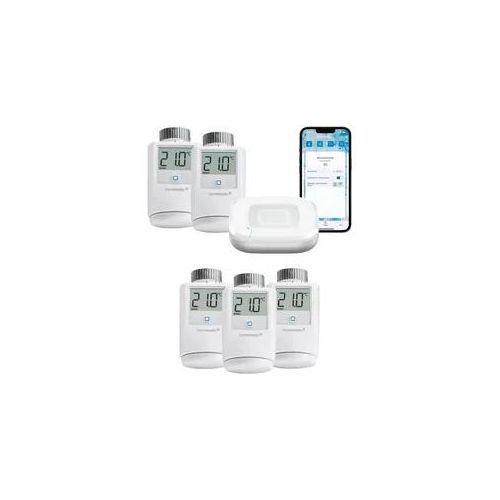 HOMEMATIC IP Heizkörperthermostat "Starter Bundle Heizen für 5 Heizkörper", weiß, B:31cm H:12cm T:37cm, Heizkörperthermostate
