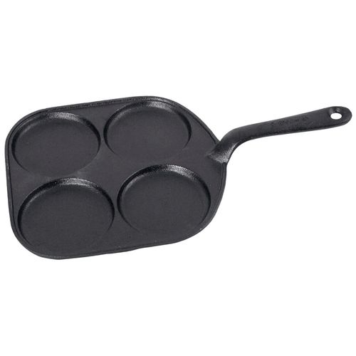 Eierpfanne, ganz aus Gusseisen, für vier Spiegeleier / Pfannkuchen á Ø 9,5 cm