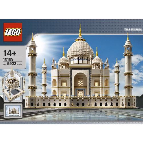LEGO 10189 Taj Mahal LEGO Thema: LEGO Creator, Veröffentlicht in: 2008, Anzahl Anleitungen: 3, Altersberatung: 14+, Zahl: 10189-1, UPC: 673419130585, Gewicht: 6.402 KG, Verpackungsmaße (lxbxh): 65.3 x 47.6 x 12.2 cm, Anzahl Teile: 5922, EAN: 5702014518551