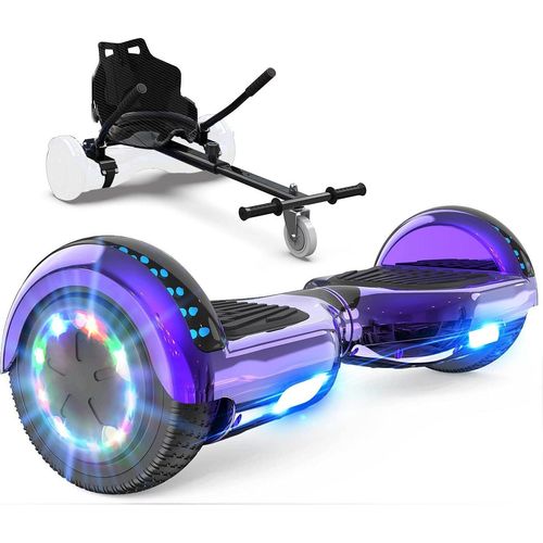 GeekMe Hoverboard mit Sitz, Hoverboards 6.5 Zoll Hoverkart,Hoverbaords Go-Kart mit Bluetooth-Lautsprecher LED-Leuchten, Geschenk für Kinder Jugendliche Erwachsene