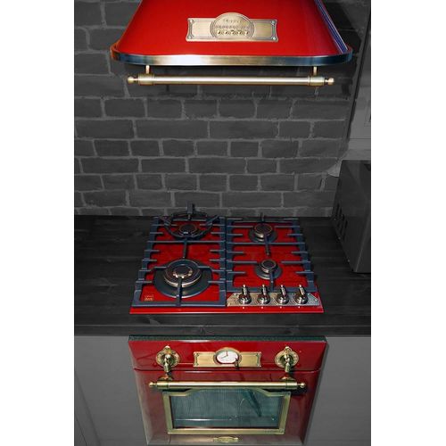 Elektro Einbau Backofen EH 6355 RotEm 67L + Glaskeramik Gas Kochfeld KCG 6335 RotEm 60cm + Wandhaube A 6315 RotEm 910m³/h