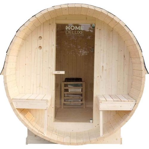 HOME DELUXE Outdoor Fasssauna LAHTI DELUXE - L 195 x 192 x 220 cm inkl. 8 kW Saunaofen & Zubehör