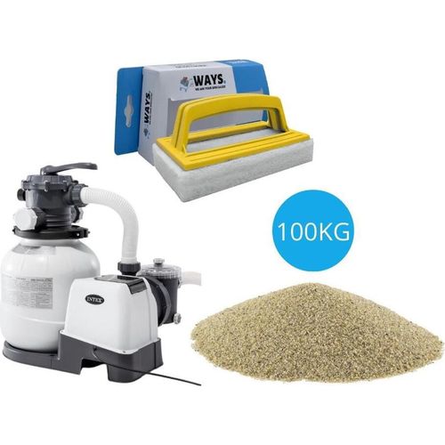Intex - Sandfilterpumpe 7900 L/u & Filtersand 100 kg & WAYS Scheuerbürste