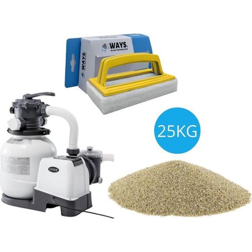 Intex - Sandfilterpumpe 7900 L/u & Filtersand 25 kg & WAYS Scheuerbürste