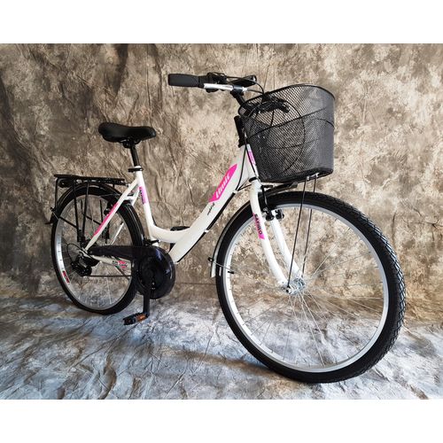 26 Zoll Damencityrad SAFIRO VON UMIT 21-Gang Shimano Kettenschaltung, Gepäckträger, Licht und Korb NEU 2608-WEISS AB 155 CM KÖRPERGRÖSSE