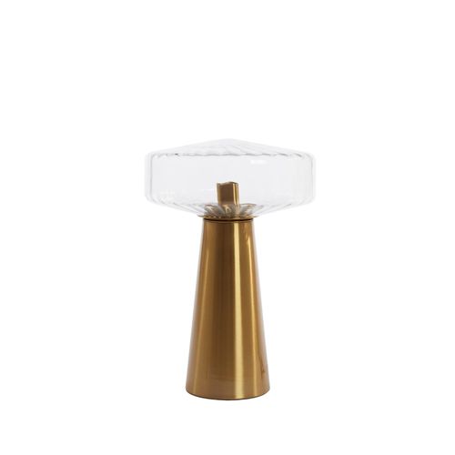 Light & Living - tischlampe - Pleat - gold - glas - buntglaslampe - E27 - 1882196