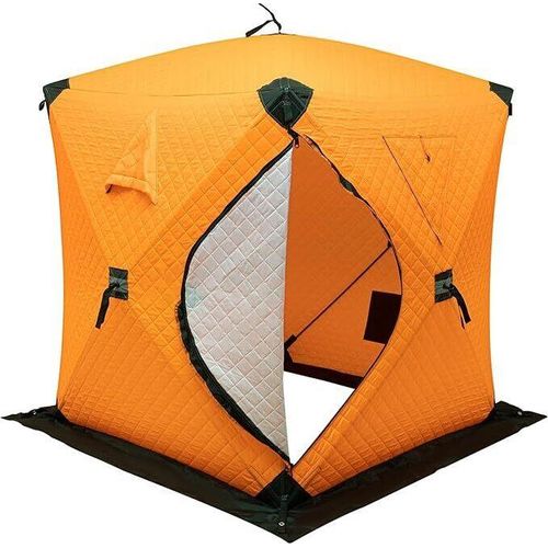 Angelzelt 2 Mann, Oxford-Stoff, 145 x 145 x 165 cm, Thermisches Zelt zum Eisfischen, Orange