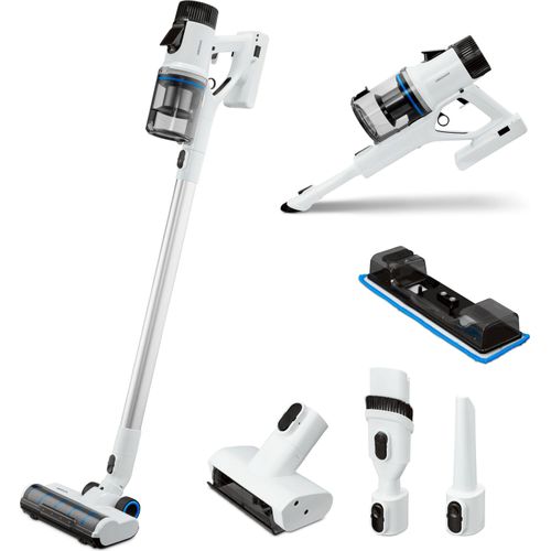 MEDION P350 W Stabstaubsauger mit Wischfunktion (kabellos, beutellos, Zyklon-Technologie, 350 Watt, 2in1 Stielstaubsauger Handstaubsauger, Akku, Staubsensor, HEPA H13, LED Touch Display, Bürstenrolle)