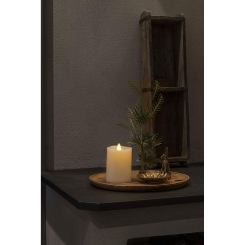 LED-Kerze KONSTSMIDE, beige (cremeweiß), B:7,6cm H:11,4cm T:7,6cm Ø:7,6cm, Kerzen, LED-Kerze, LED Echtwachskerze cremeweiß, mit 3D Flamme und geschmolzener Kante
