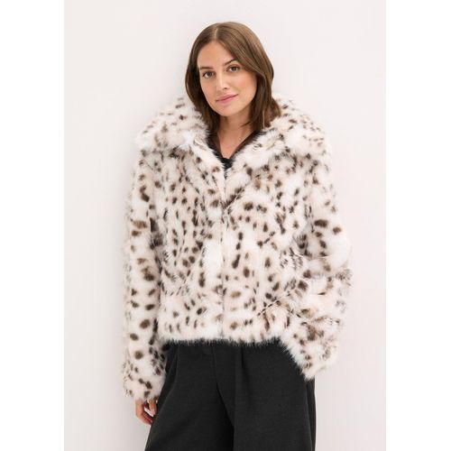 bonprix Fellimitat-Jacke, beige, Gr.50, modische Fellimitat-Jacke mit Revers-Kragen und Druckknopf-Verschluss vorne.