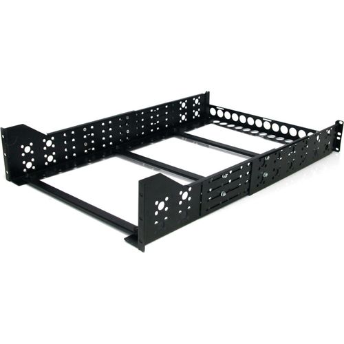 StarTech.com 3HE Universal Server Rackschienen - Feste Montageschienen - 19" Rackschienen mit einstellbarer Tiefe, Regal-Schiene, Stahl, Schwarz, 3,9 kg