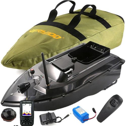 RC Köderboot Intelligentes Ferngesteuertes Futterboot Angeln Boot Fischerköder Boot mit Katapult-Köderbehälter,Fischfinder Echolot,Batterie,Handtasche