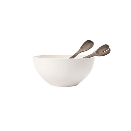Schale VILLEROY & BOCH "Salat-Set Artesano ø 28 cm weiß", weiß, B:28,1cm H:12,7cm L:28,1cm Ø:28,1cm, Schüsseln, Schale, Handwäsche wird empfohlen
