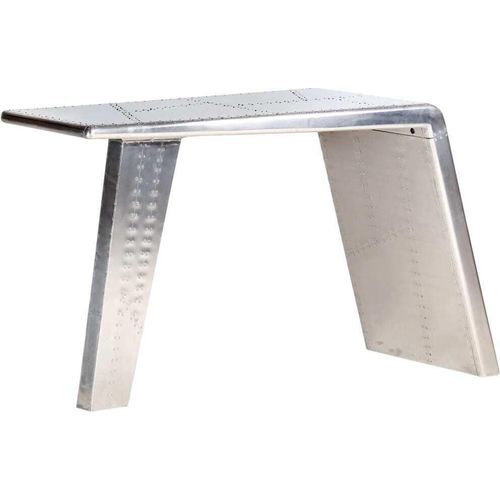 The Living Store Schreibtisch Flugzeugflügel-Optik Silbern 112x50x76 cm Metall