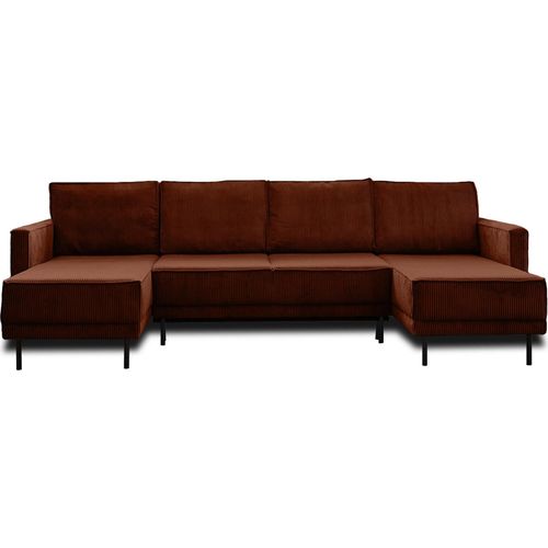 Best Mobilier Charlie, Ecksofa, Terrakotta, 7 Sitz(e), Charlie, Samt, Holz