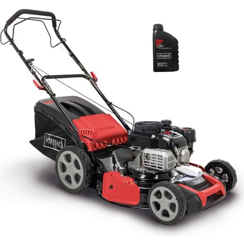 Scheppach Benzin Rasenmäher MS180-51 | 5,4 PS | 51cm Schnittbreite | 65L | Stahlgehäuse | 8-Fach Verstellung | Reinigungsfunktion | inkl. Motoröl