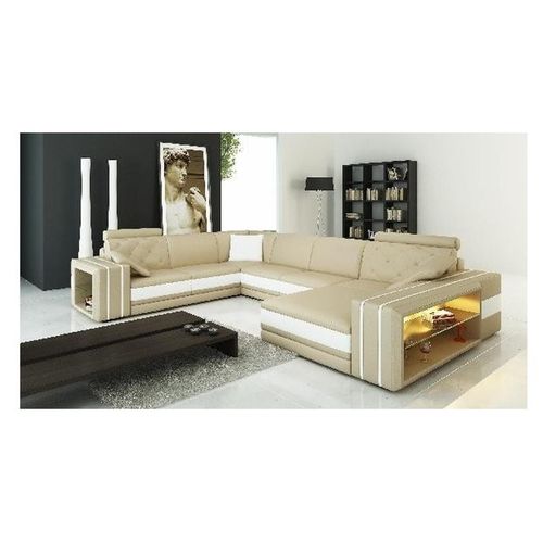 Wohnlandschaft Ecksofa Ledersofa Sofa Couch Polster Sitz Eck Garnitur DonbassW
