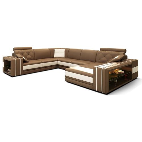 Wohnlandschaft Ecksofa Ledersofa Sofa Couch Polster Sitz Eck Garnitur DonbassB