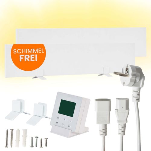 Dalsys 2x Anti Schimmel Heizung Infrarot 60W Wandheizung gegen Schimmel mit Smarttimer, Schimmel Infrarotheizung 12x60x1,3cm IP44 Schimmelentferner Wand