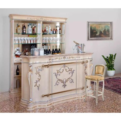 Klassische Bartheke Luxus Barschrank Designer Möbel Massivholz Vitrine Bar