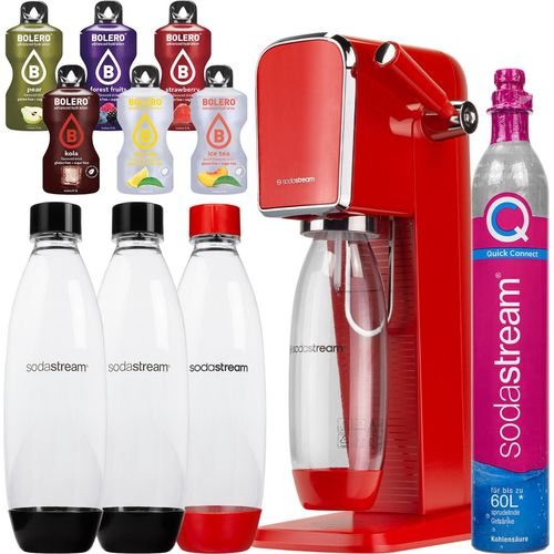 SodaStream Wassersprudler Art Rot 3 Flaschen CO2 QuickConnect Sirupset