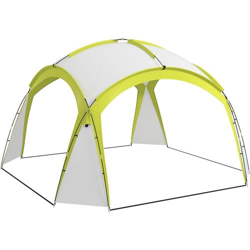 Event Shelter 3,5 x 3,5m Pavillon mit Haken Tür Wasserabweisend winterfest Gartenpavillon Partyzelt Sonnenschutz für Camping, Garten Festivals Grün Aosom