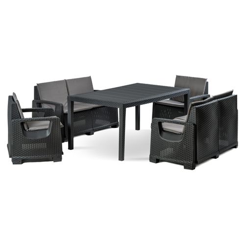 Gartenmöbel-Set für 6 Personen Napoli Mini Set Tisch Sessel Technorattan