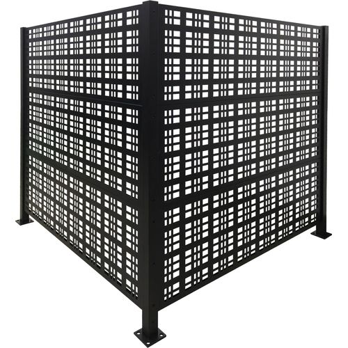 Relaxdays Mülltonnenverkleidung, Square, 2 Paneele je HxB 120 x 120 cm, modularer Sichtschutz, Mülltonnenzaun, schwarz