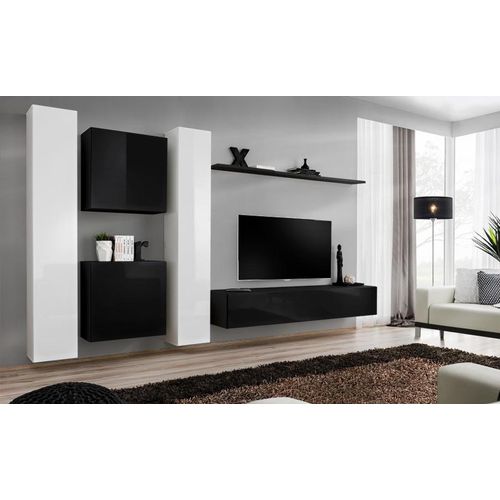 Wohnzimmer Wohnwand Set 4tlg Gruppe Garnitur Schrank 4tlg. Holz Möbel Regal