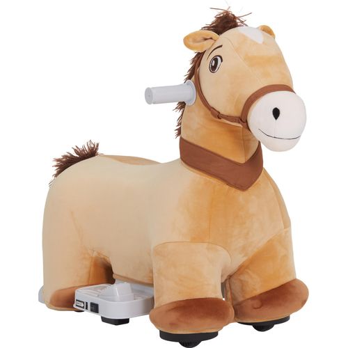 6V Elektrisches Reitpferd für Kinder, Batteriebetrieb, Mit Musikfunktion und Vorwärtsbewegung, 18-36 Monate, Braun