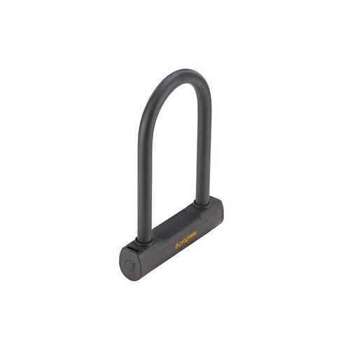 Bügelschloss, ART**** zertifiziert, inkl. 2 Laser-Cut Schlüssel (1x mit LED), inkl. Rahmenhalterung, Gummiummantelung, Schlüsselwegfallsperre