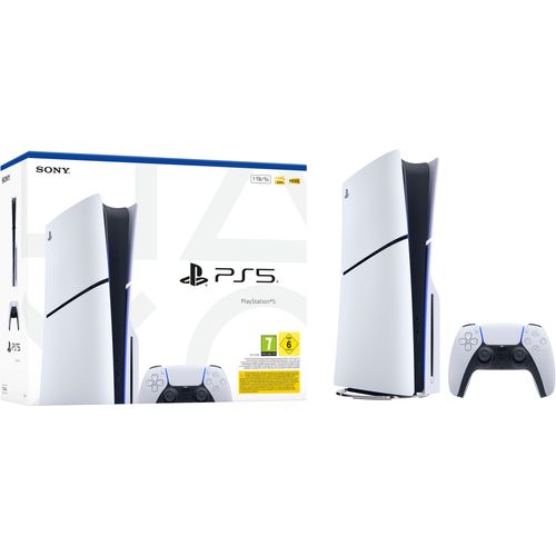 PLAYSTATION 5 Spielekonsole "Disk Edition (Slim)", weiß, schwarz, B:9,6cm H:35,8cm T:21,6cm, Spielekonsolen, Topseller