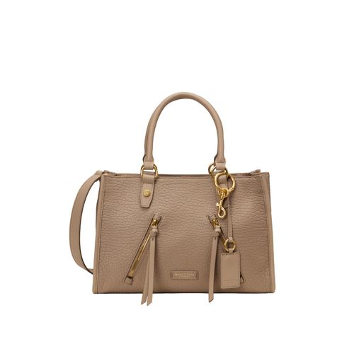Shopper MARC O'POLO "aus strukturiertem Schafleder", Damen, Gr. B/H/T: 12cm x 23cm x 14cm, earthy taupe, Leder, unifarben, Taschen Shopper